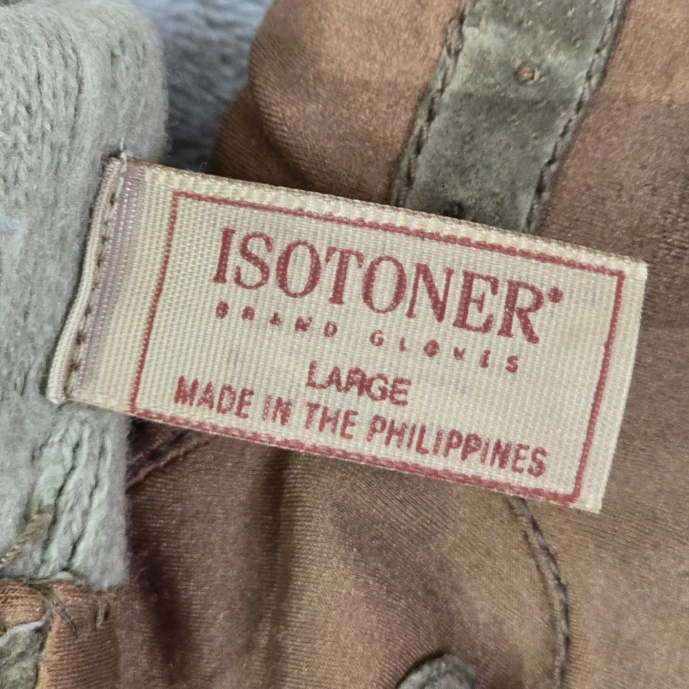 Vintage Isotoner Women's Tan Gloves Large Wool Trim Driving Gloves - Picture 2 of 15